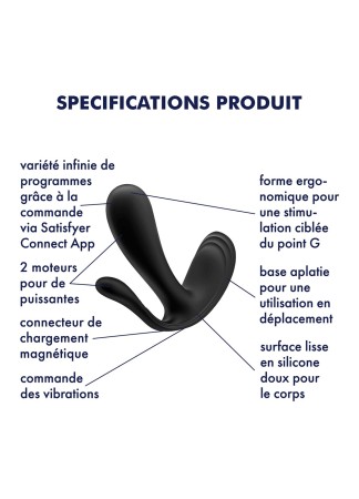 3 en 1 Vibromasseurs et stimulateur clitoridien noir connecté Top Secret  Satisfyer - CC597754