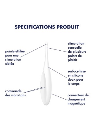 Stimulateur polyvalent pour zone ciblé blanc USB, Twirling Fun Satisfyer - CC597725