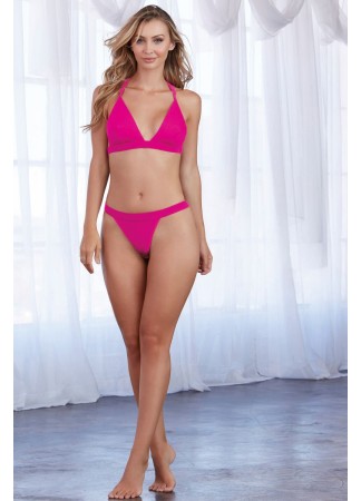 Ensemble magenta jersey et dentelle - DG11074MAG