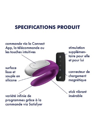 Sextoy de couple vibrant USB connecté Double Fun violet - CC5972560201