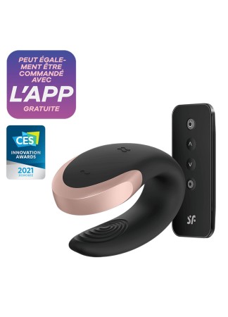 Vibromasseur connecté pour couple avec télécommande Double Love noir Satisfyer - CC597722