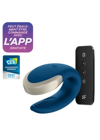 Vibromasseur connecté pour couple avec télécommande Double Love bleu Satisfyer - CC597446