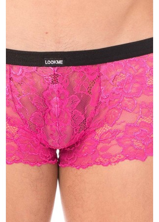 Mini-Pant magenta en dentelle et simili cuir - LM2002-68MAG