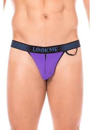 Slip violet échancré avec zip - LM2003-61PUR