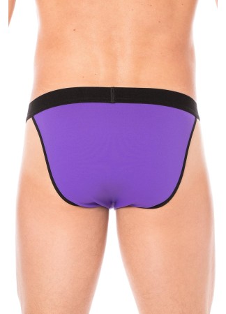 Slip violet échancré avec zip - LM2003-61PUR