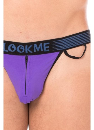 Slip violet échancré avec zip - LM2003-61PUR