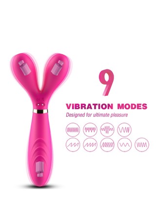 Vibromasseur Wand  rose en forme de Y avec 3 moteurs - USK-W04PNK