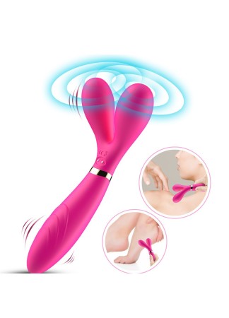 Vibromasseur Wand  rose en forme de Y avec 3 moteurs - USK-W04PNK