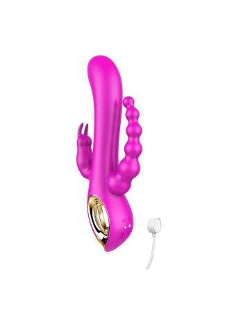 Vibromasseur Rabbit  rose  avec chapelet vibrant - TOZ-024PNK