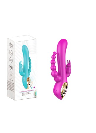 Vibromasseur Rabbit  rose  avec chapelet vibrant - TOZ-024PNK