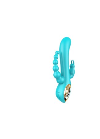 Vibromasseur rabbit  bleu  avec chapelet vibrant - TOZ-024BLU