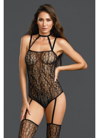 Bodystocking body jarretelles motifs serpent - DG0311BLK