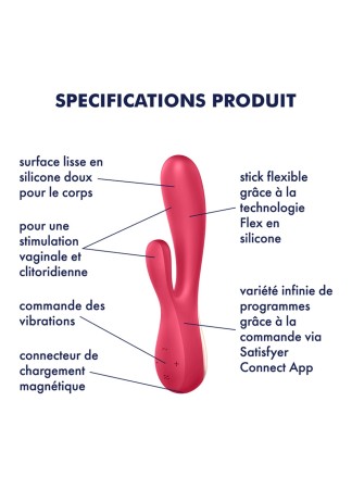 Vibromasseur rabbit rouge connecté Mono Flex Satisfyer - CC5972440050