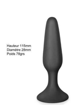 Plug anal noir 11.5cm avec ventouse - CC5700401010