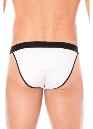 Slip blanc échancré avec zip - LM2003-61WHT