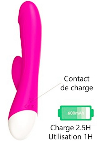 Vibromasseur rabbit rose chauffant 10 programmes USB - CR-CAV019