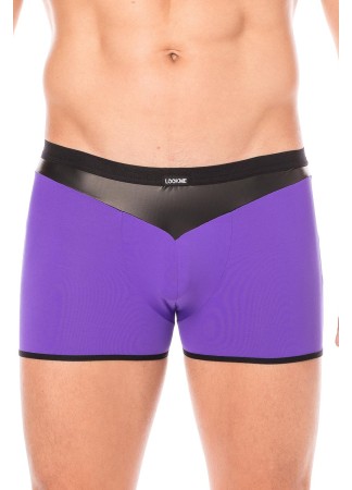 Boxer violet simili cuir brillant - LM2001-67PUR