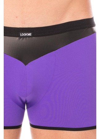 Boxer violet simili cuir brillant - LM2001-67PUR