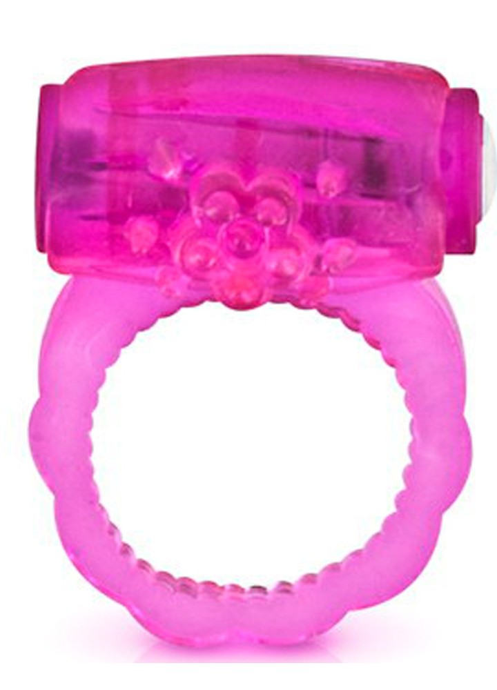 Cockring rose vibrant avec stimulation du clitoris - CC570041