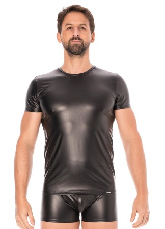 T-shirt simili cuir noir - LM2008-81BLK