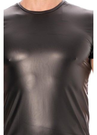 T-shirt simili cuir noir - LM2008-81BLK