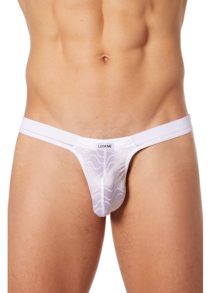 Slip brief blanc vagues satinées et fine maille - LM904-61WHT