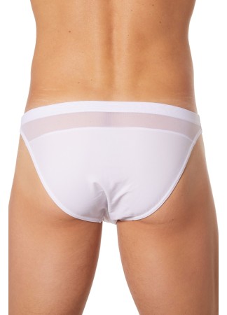 Slip brief blanc vagues satinées et fine maille - LM904-61WHT