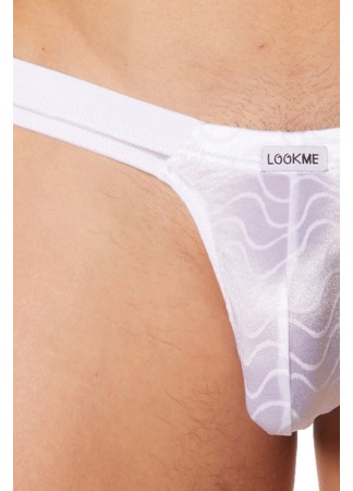 Slip brief blanc vagues satinées et fine maille - LM904-61WHT