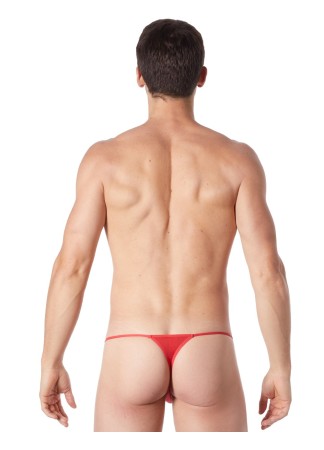 String rouge sexy avec fermeture éclair et côtés style cuir - LM813-57RED