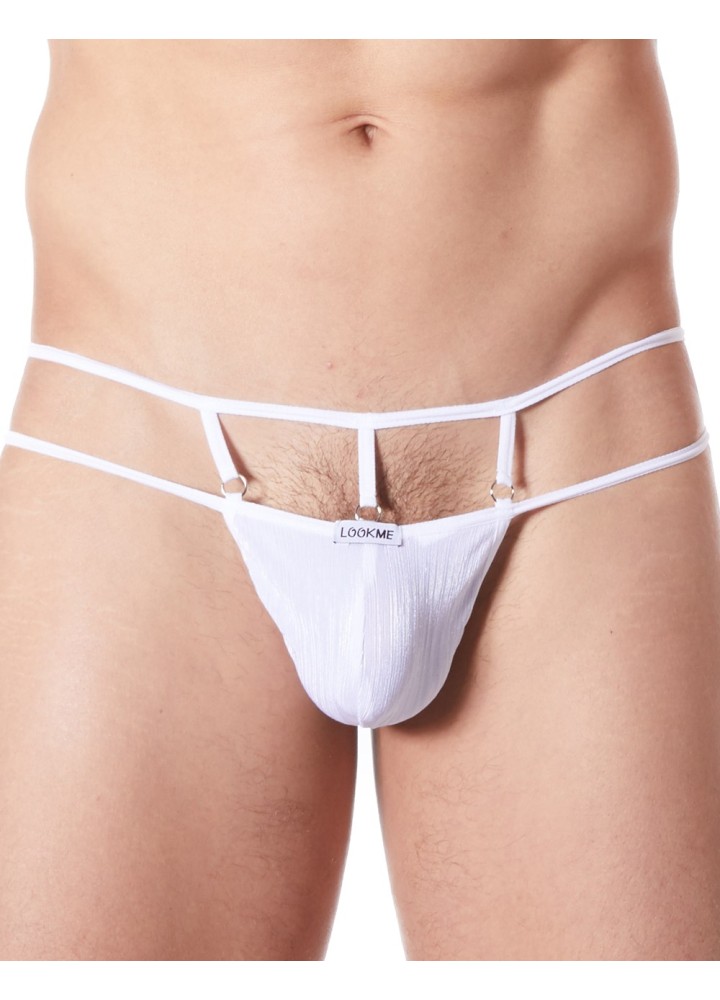 String blanc suspendu légère brillance et ornements - LM999-03WHT