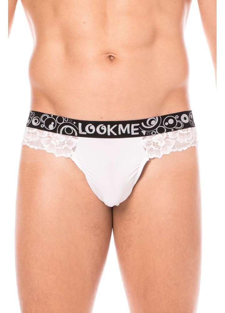 String blanc en dentelle délicate - LM2006-57WHT