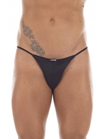 String noir satiné dos résille - LM13-57BLK