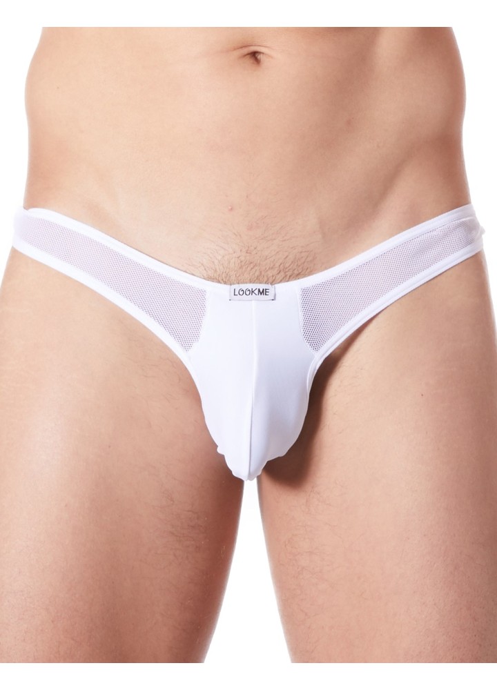 String blanc sexy avec fine résille - LM805-57WHT