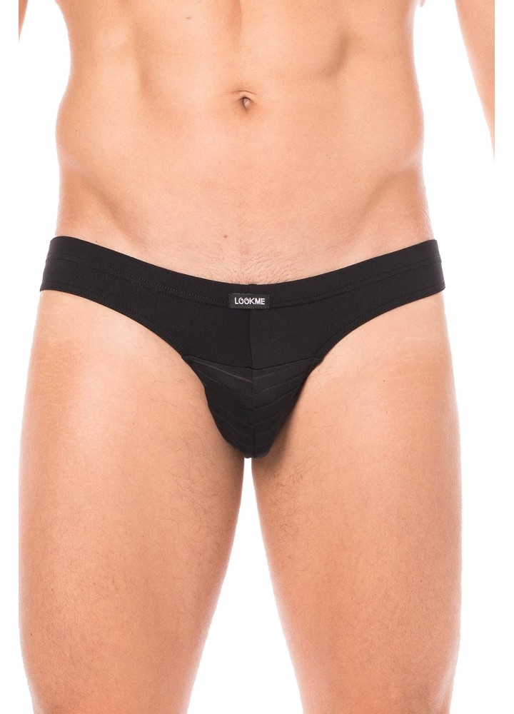 Slip noir rayé opaque et transparent - LM2906-61BLK