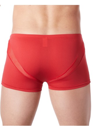 Boxer rouge sexy avec fine résille en V - LM805-67RED