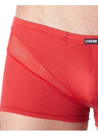 Boxer rouge sexy avec fine résille en V - LM805-67RED