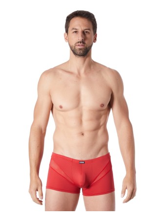 Boxer rouge sexy avec fine résille en V - LM805-67RED