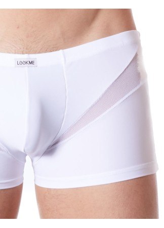 Boxer blanc sexy avec fine résille en V - LM805-67WHT