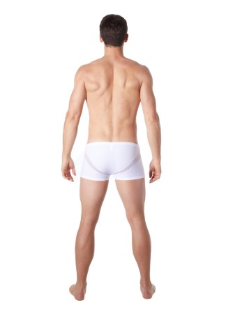 Boxer blanc sexy avec fine résille en V - LM805-67WHT