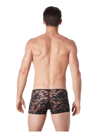 Boxer noir en fine dentelle avec légère transparence - LM706-67BLK