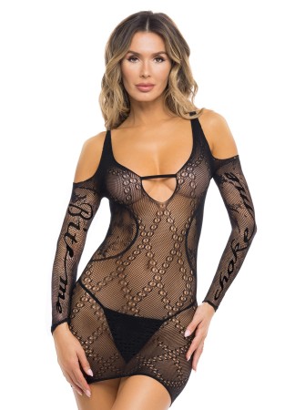 Robe résille noire Bite Me  Choke Me - REN7100-BLK