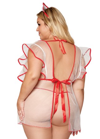 Déguisement infirmière grande taille, nuisette, nipples, coiffe et string assorti - DG12916XCOS