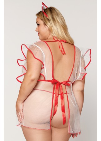 Déguisement infirmière grande taille, nuisette, nipples, coiffe et string assorti - DG12916XCOS