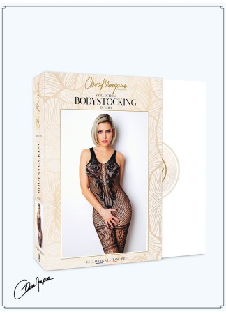 Bodystocking en fine résille noire avec laçage - Le Numéro 14 - Collection Bodystocking - CM99014