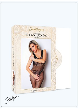 Bodystocking en dentelle noire motif floraux  - Le Numéro 8 - Collection Bodystocking - CM99008