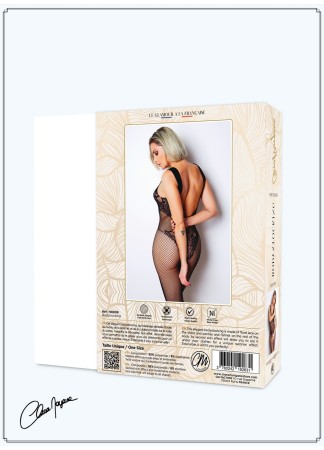 Bodystocking en dentelle noire motif floraux  - Le Numéro 8 - Collection Bodystocking - CM99008